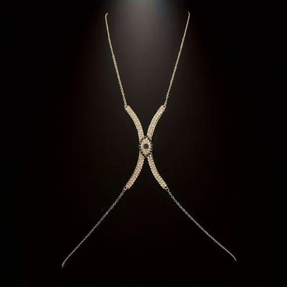 🆕 Seductive Rhinestone Body Chain Bra Necklace Jewelry For Women - Picture 9 of 10